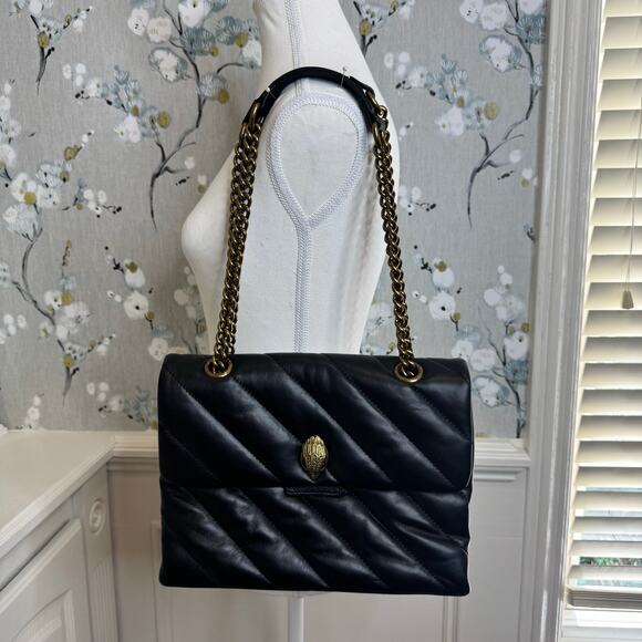Kurt Geiger The Kensington Black Quilted Leather Should Crossbody Handbag - Picture 1 of 8